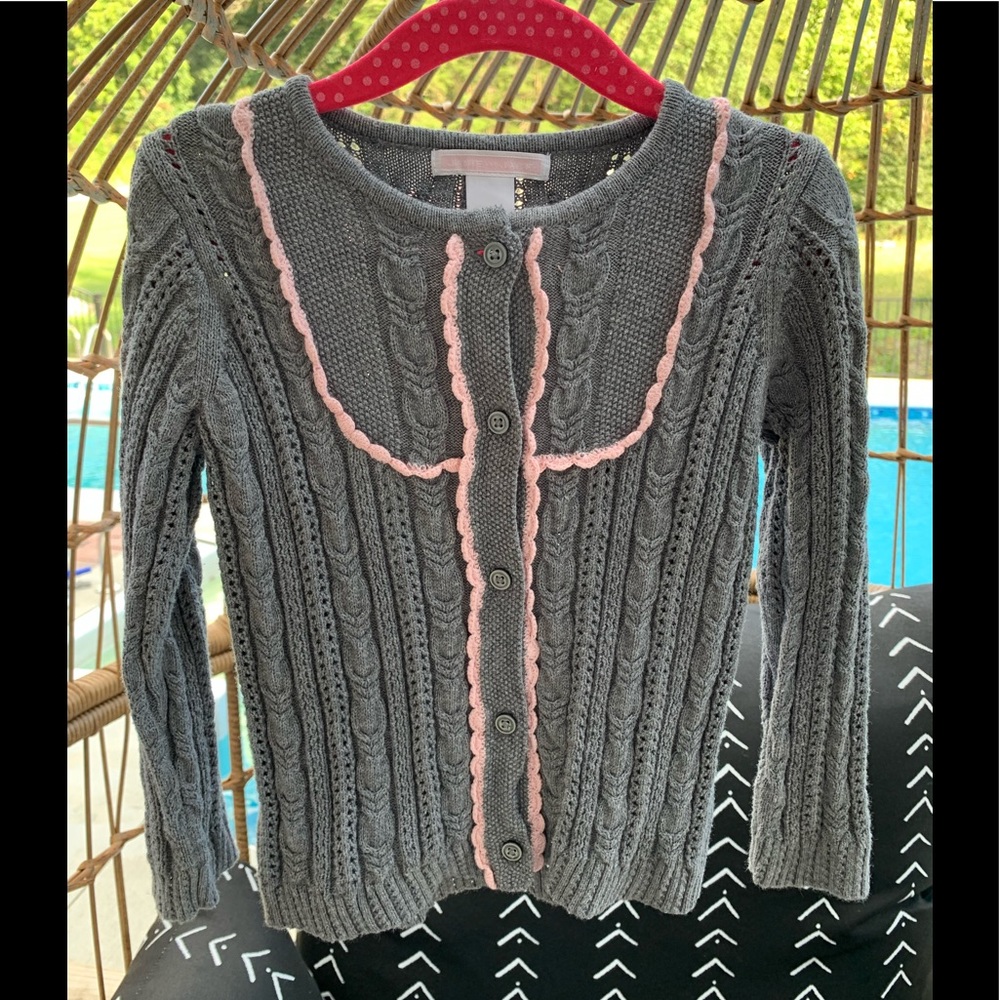 JANIE & JACK CARDIGAN CABLE KNIT SWEATER BUTTON TOP 18-24  M 24M 2T 2 Y GRAY